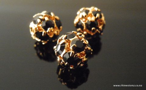 Swarovski Diamante Bead Jet/Gold 8mm